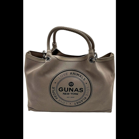 Gunas New York Canvas Double Handle Tote w/ Pouch Ruth Stone - Picture 1 of 4
